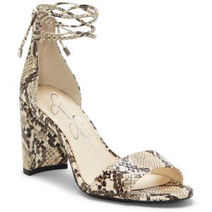 Jessica Simpson "Nehah" Neutral Snake Print Ankle-Tie Sandals Size 8